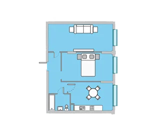 Планировка 2-комнатная, 68 м²