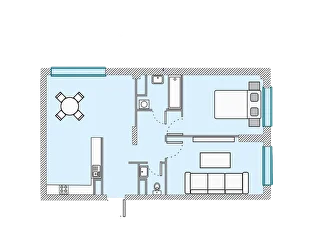 Планировка 3-комнатная, 78 м²